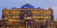 A view of the exterior of the Emirates Palace Hotel in Abu Dhabi, United Arab Emirates, Wednesday, February 8, 2006. Photographer: Charles Crowell/Bloomberg News